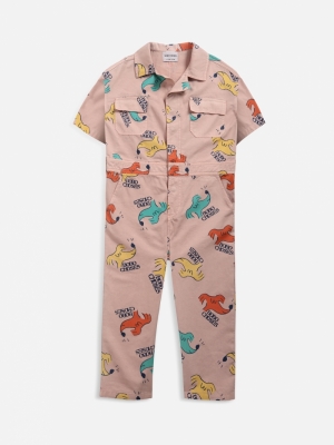 SNIFFY DOG WOVEN OVERALL PINK