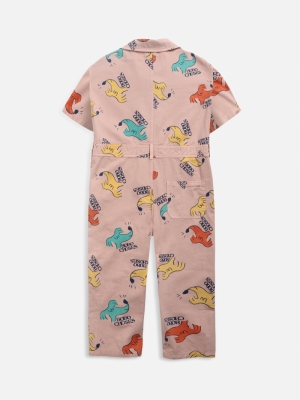 SNIFFY DOG WOVEN OVERALL PINK