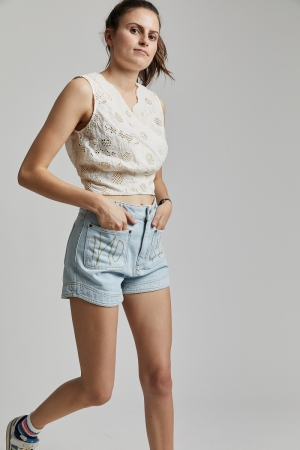 ENG EMBROIDERY RAP TOP OFF WHITE
